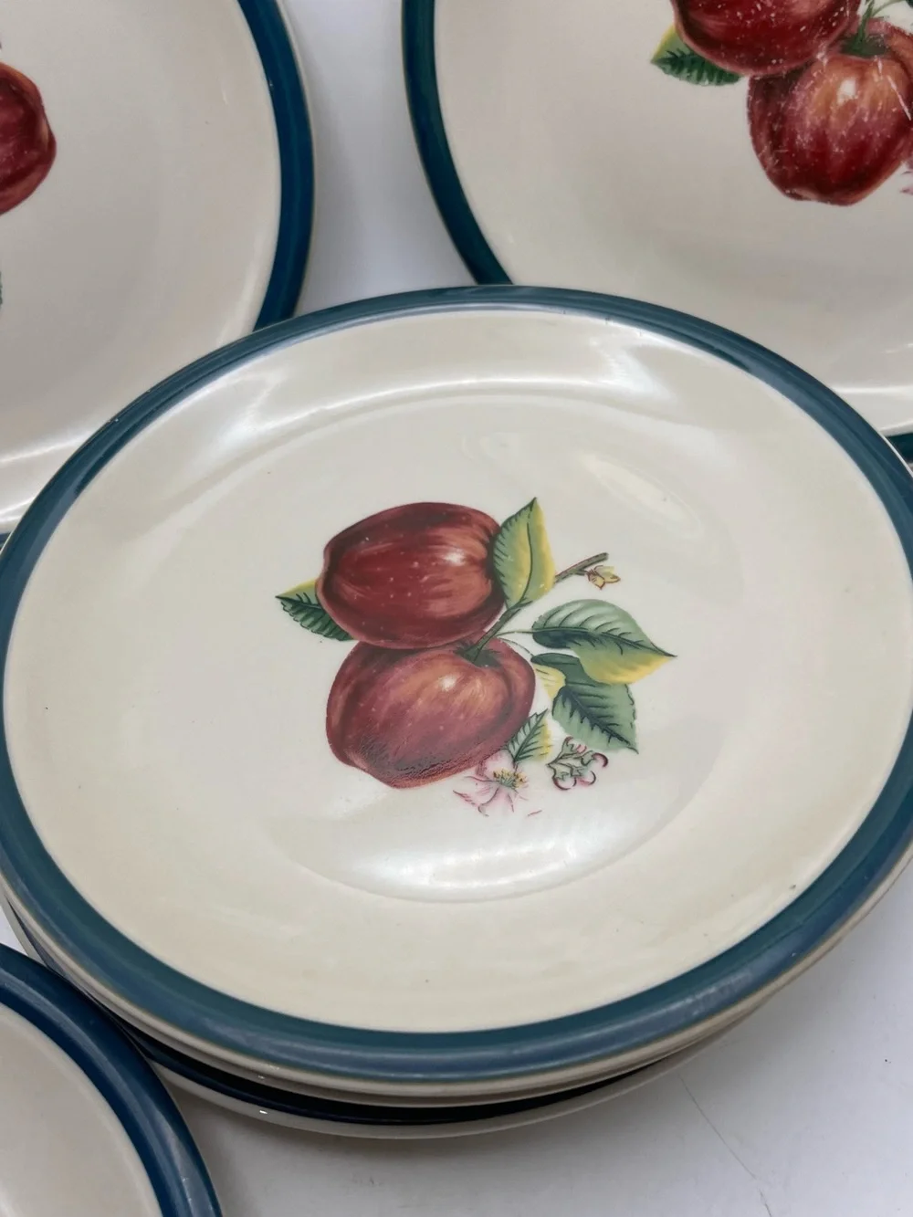 Vintage Casuals by China Pearl APPLE Salad Plate 7.5” ~ Set Of 7